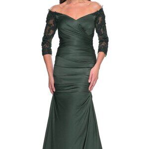 NWT La Femme 30853SC Satin Mother of the Bride Dress Emerald Size 20